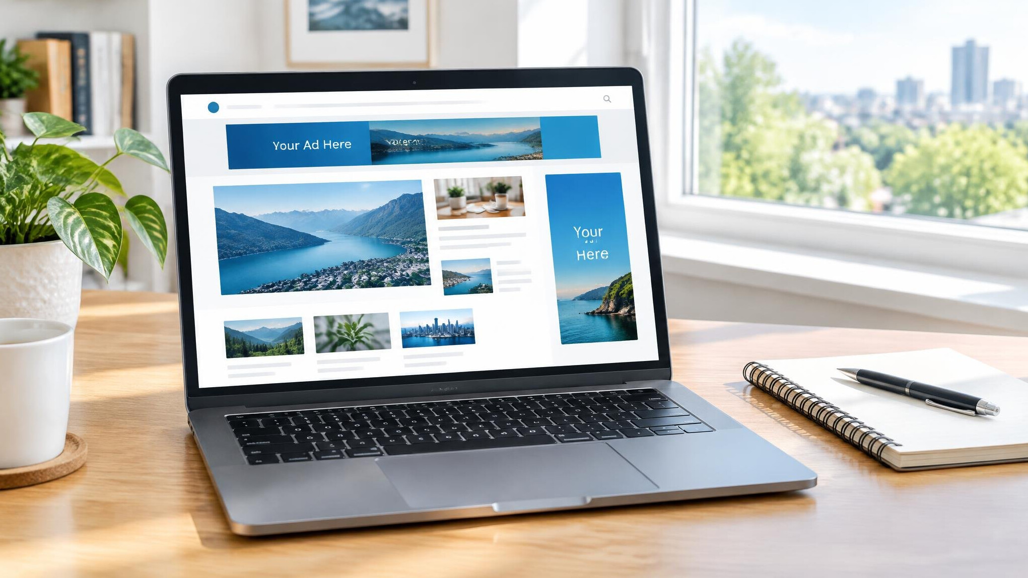 Laptop with website analytics on a desk